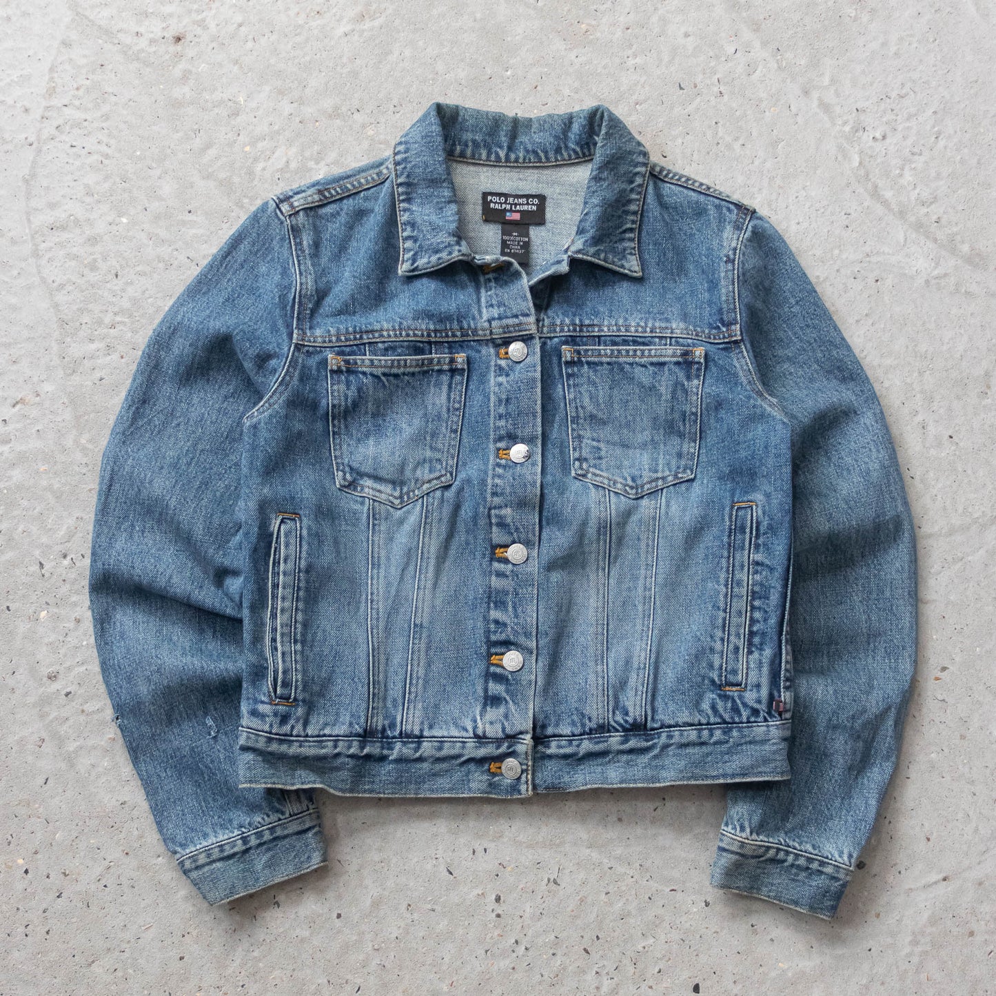 Polo Jeans Ralph Lauren USA Flag Denim Jacket - 90s (Women's M)