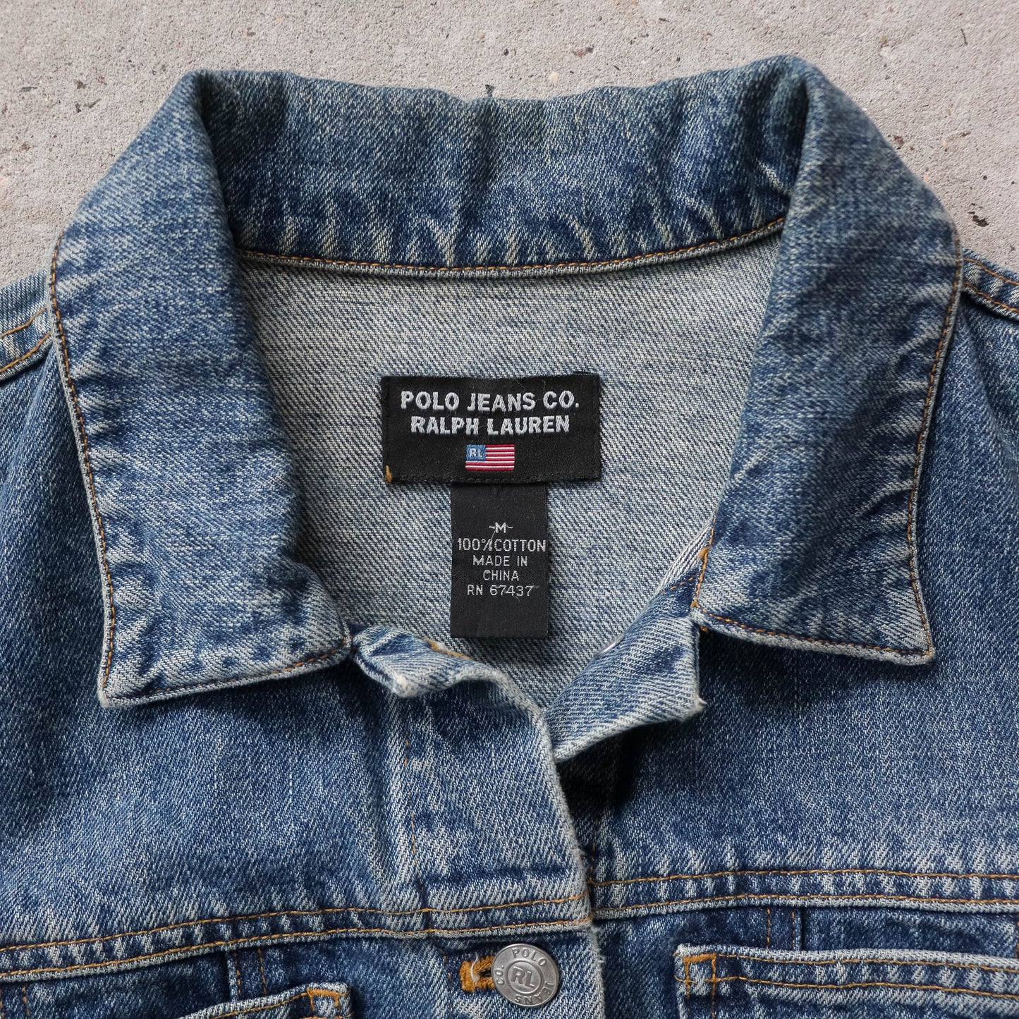 Polo Jeans Ralph Lauren USA Flag Denim Jacket - 90s (Women's M)