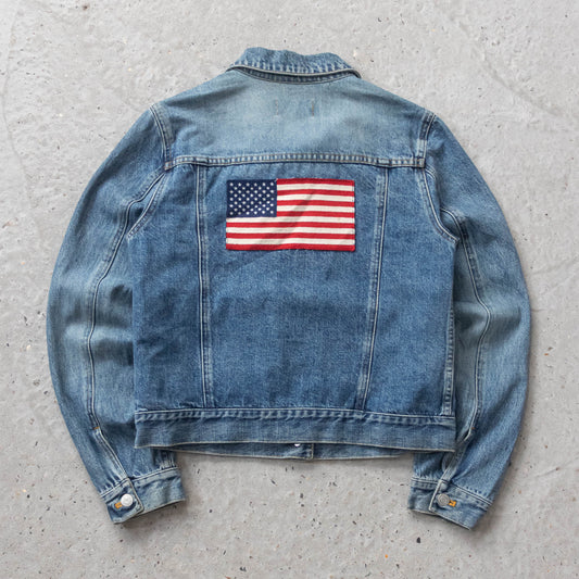 Polo Jeans Ralph Lauren USA Flag Denim Jacket - 90s (Women's M)