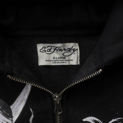 Ed Hardy Zip-Up Graphic Hoodie - (XL)