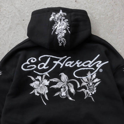 Ed Hardy Zip-Up Graphic Hoodie - (XL)