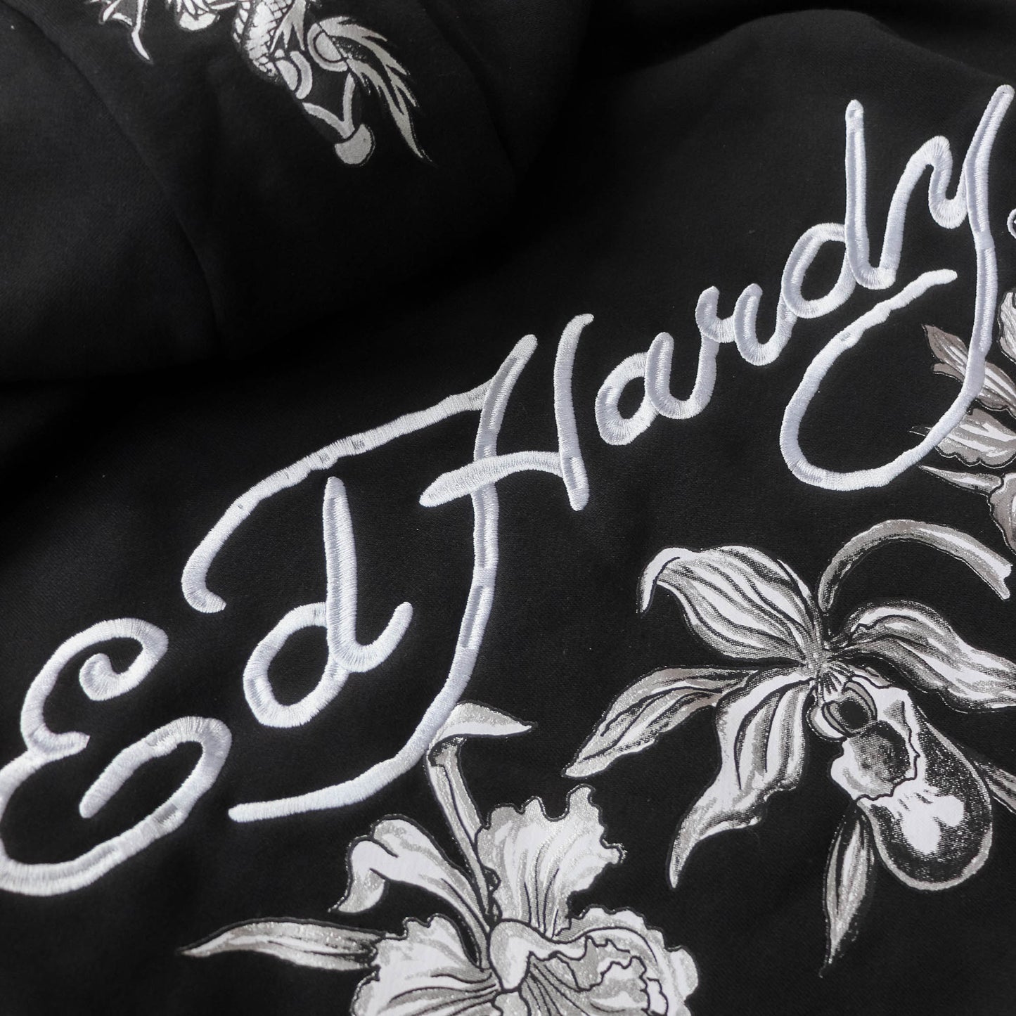 Ed Hardy Zip-Up Graphic Hoodie - (XL)