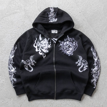 Ed Hardy Zip-Up Graphic Hoodie - (XL)