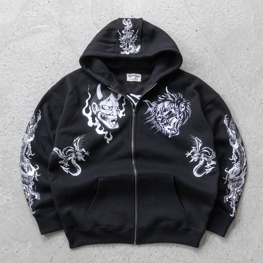 Ed Hardy Zip-Up Graphic Hoodie - (XL)