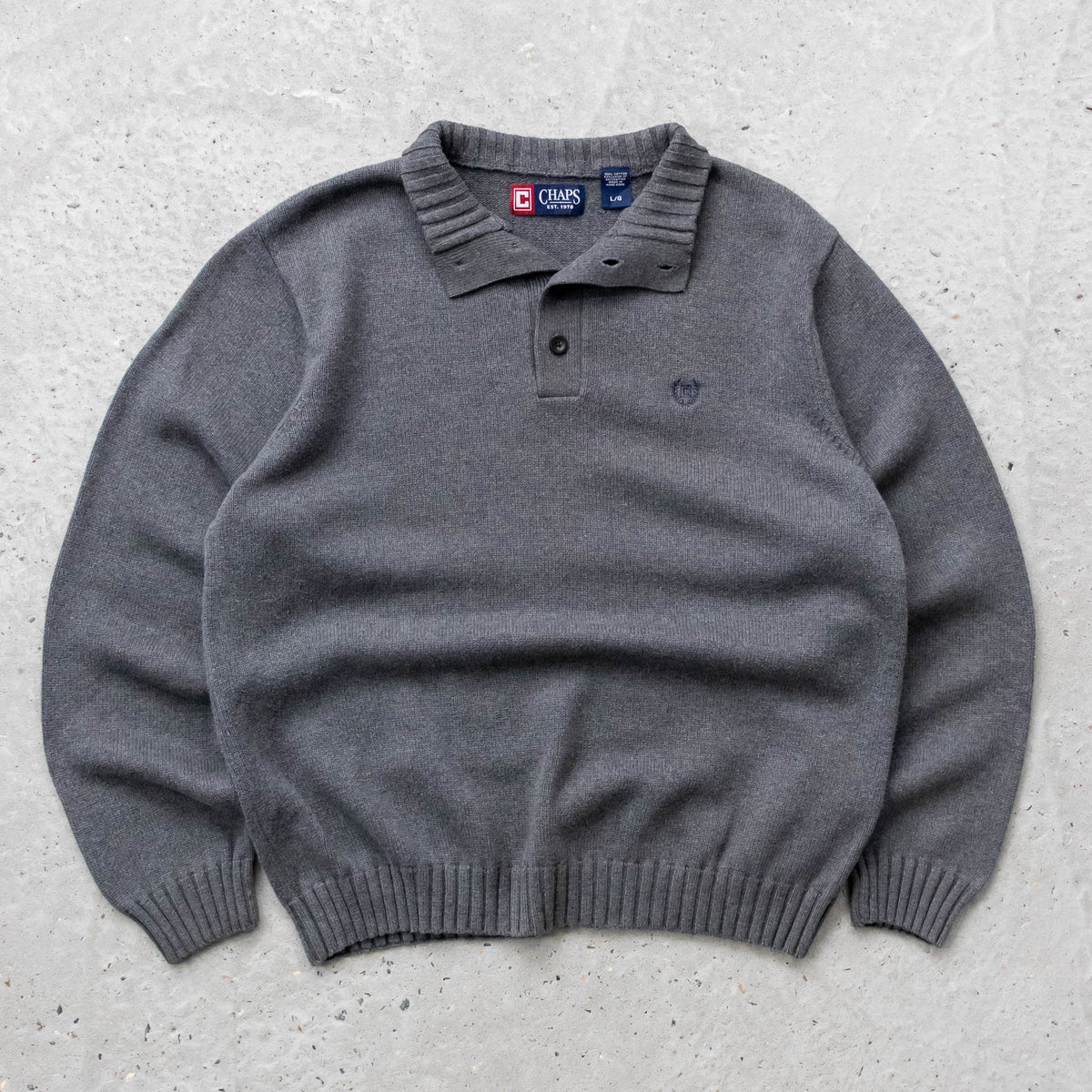 Chaps Ralph Lauren 1/4 Button Knit Sweater - 2000s (L)