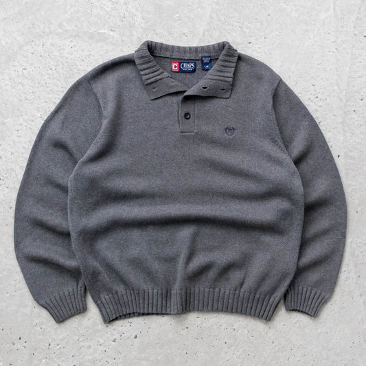 Chaps Ralph Lauren 1/4 Button Knit Sweater - 2000s (L)