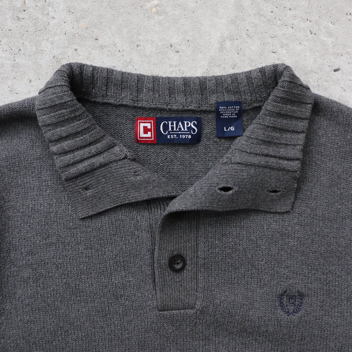 Chaps Ralph Lauren 1/4 Button Knit Sweater - 2000s (L)