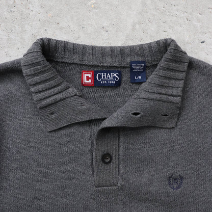 Chaps Ralph Lauren 1/4 Button Knit Sweater - 2000s (L)