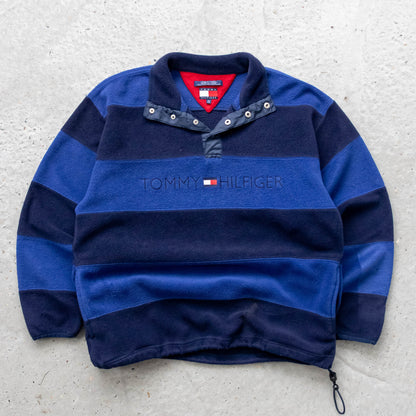 Tommy Hilfiger Snap-T Striped Fleece Pullover - 90s (M)