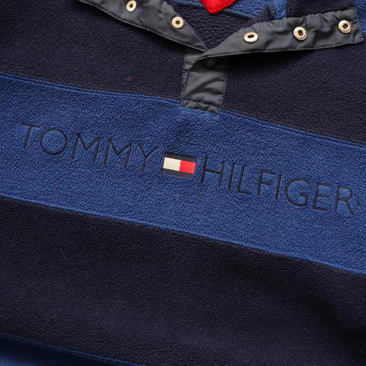 Tommy Hilfiger Snap-T Striped Fleece Pullover - 90s (M)