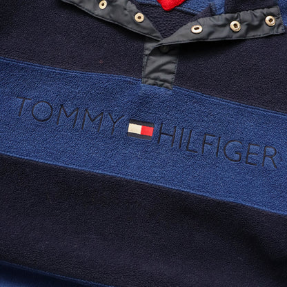 Tommy Hilfiger Snap-T Striped Fleece Pullover - 90s (M)