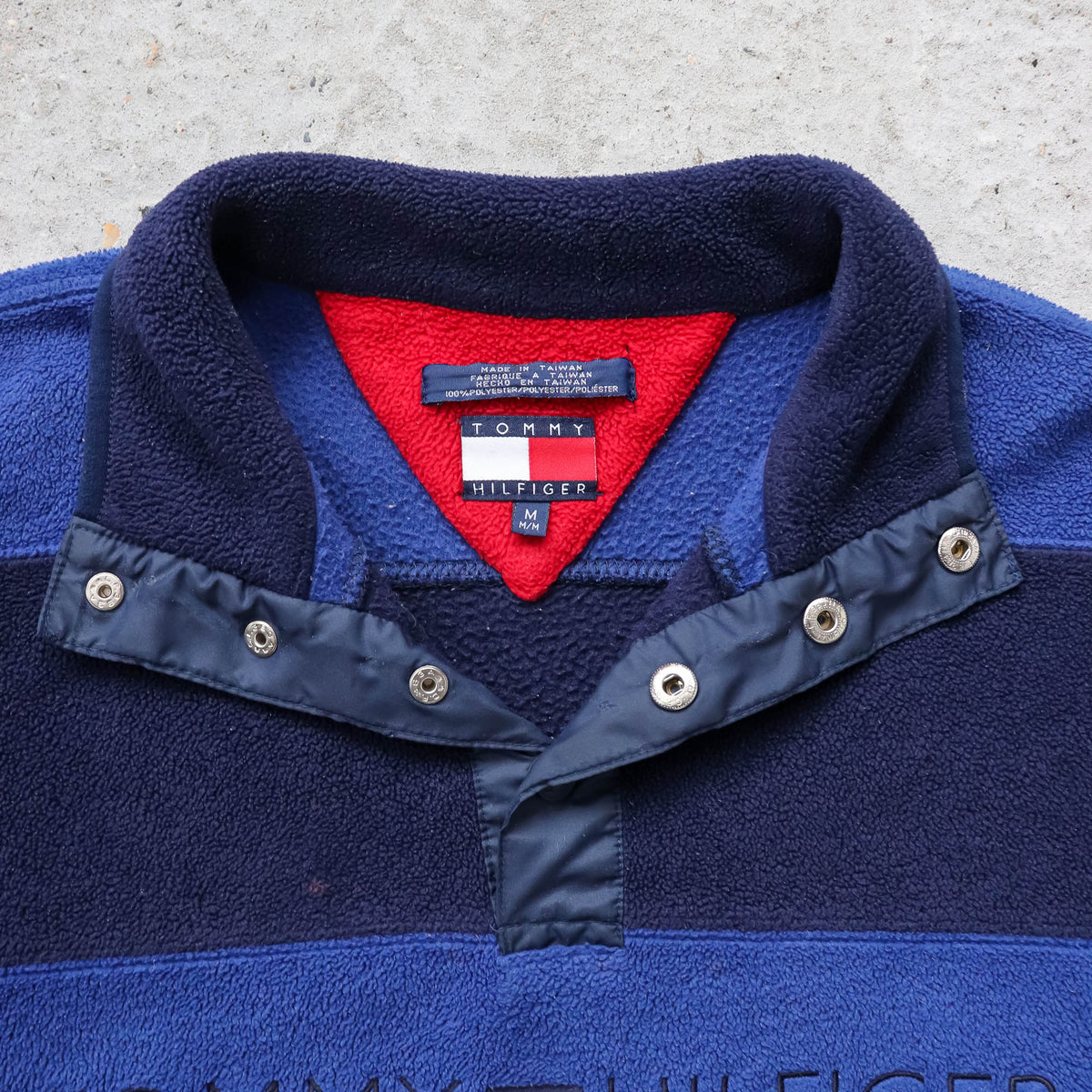 Tommy Hilfiger Snap-T Striped Fleece Pullover - 90s (M)