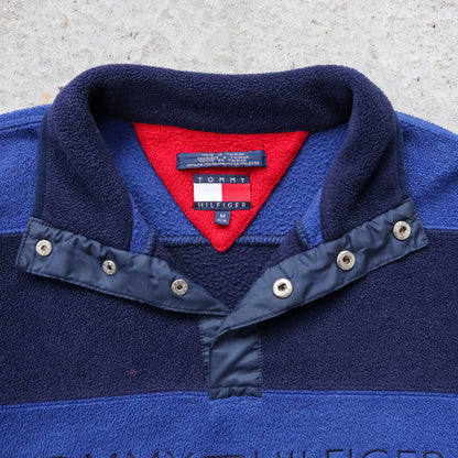 Tommy Hilfiger Snap-T Striped Fleece Pullover - 90s (M)