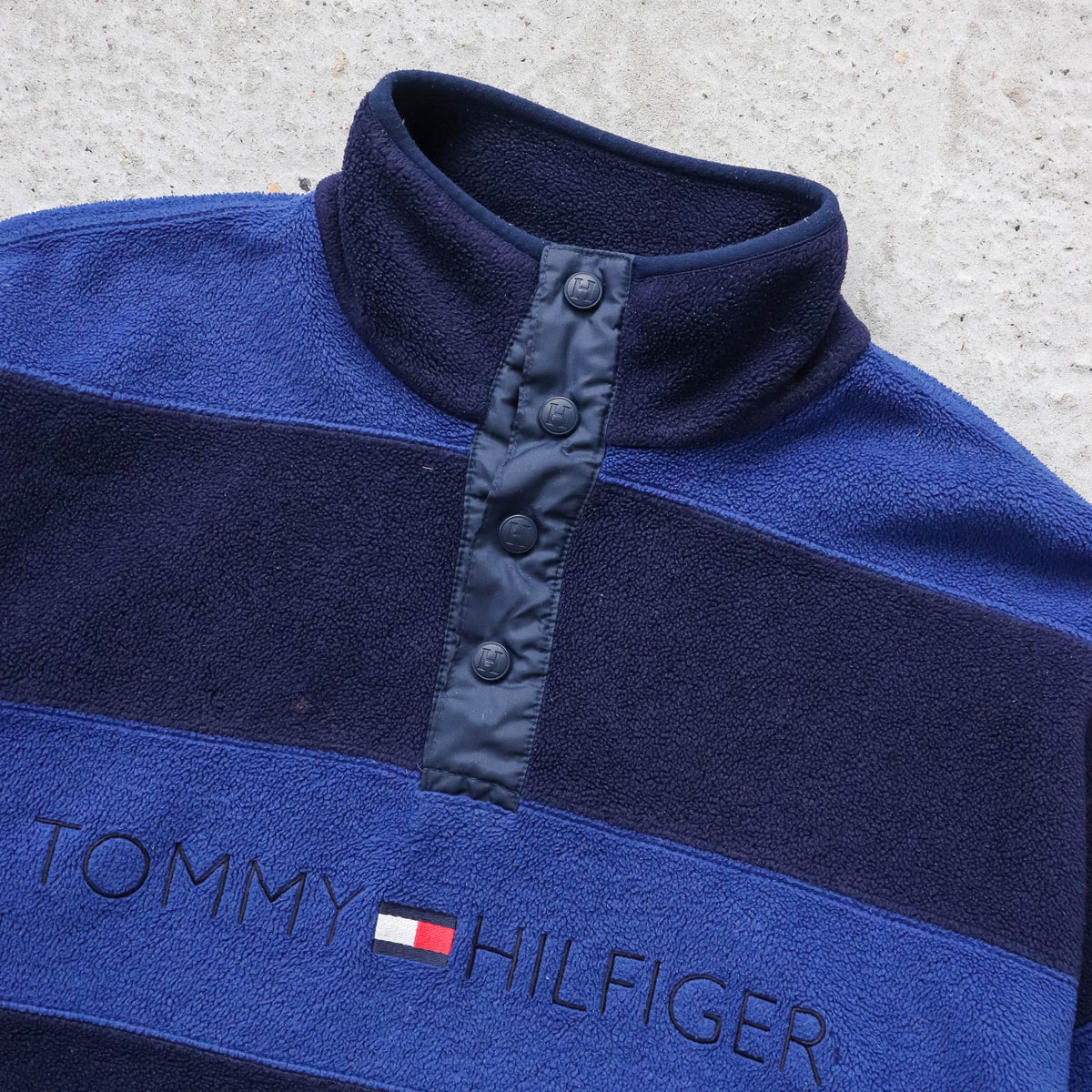 Tommy Hilfiger Snap-T Striped Fleece Pullover - 90s (M)