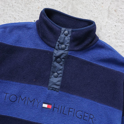 Tommy Hilfiger Snap-T Striped Fleece Pullover - 90s (M)