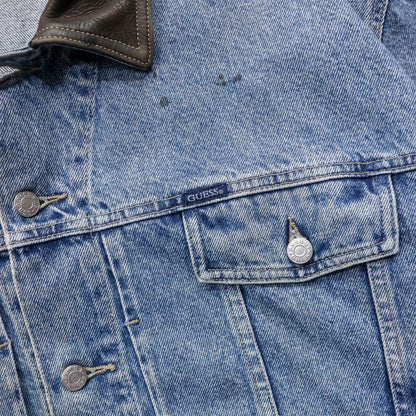 Guess Jeans Leather Collar Denim Trucker Jacket - 90s (XXL)