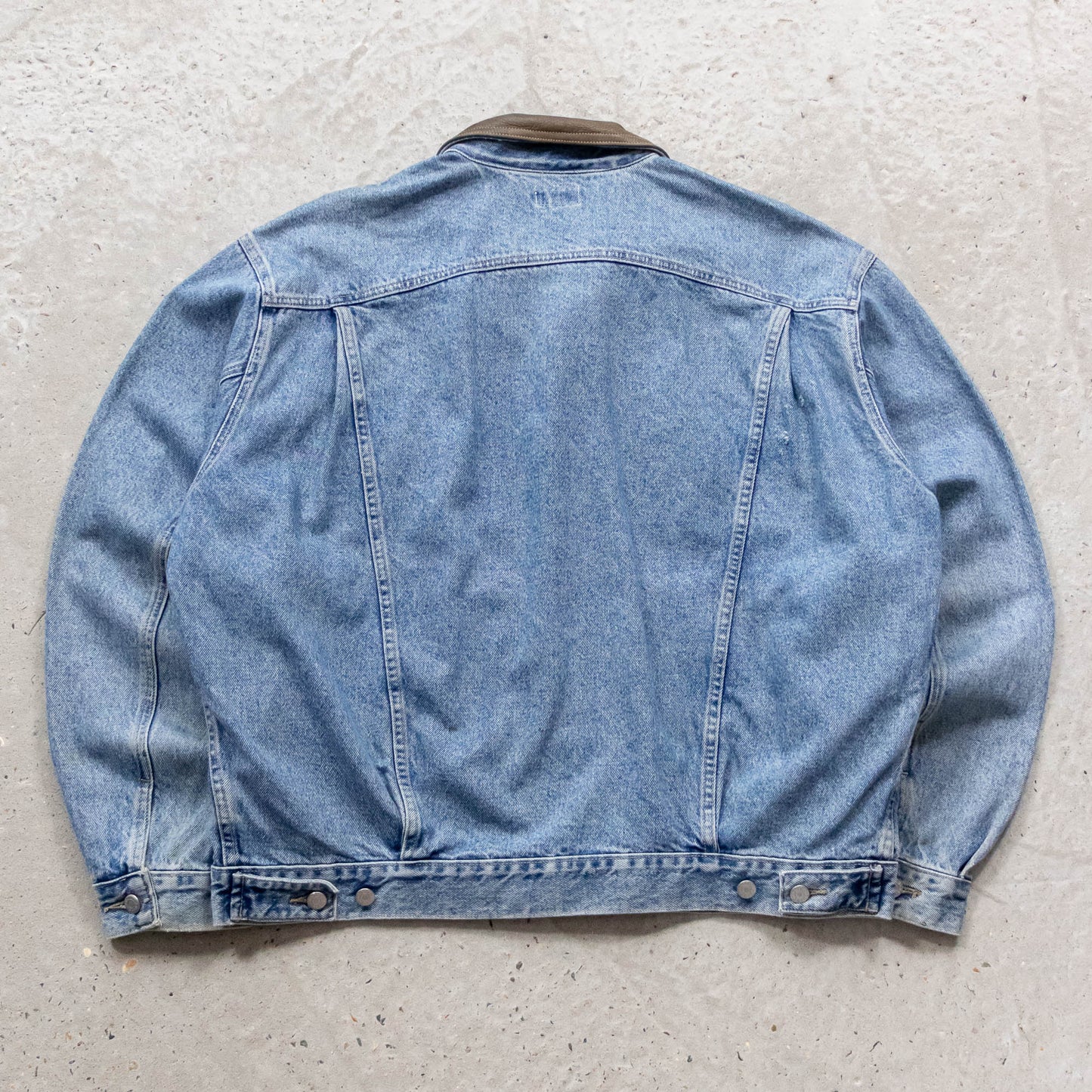 Guess Jeans Leather Collar Denim Trucker Jacket - 90s (XXL)