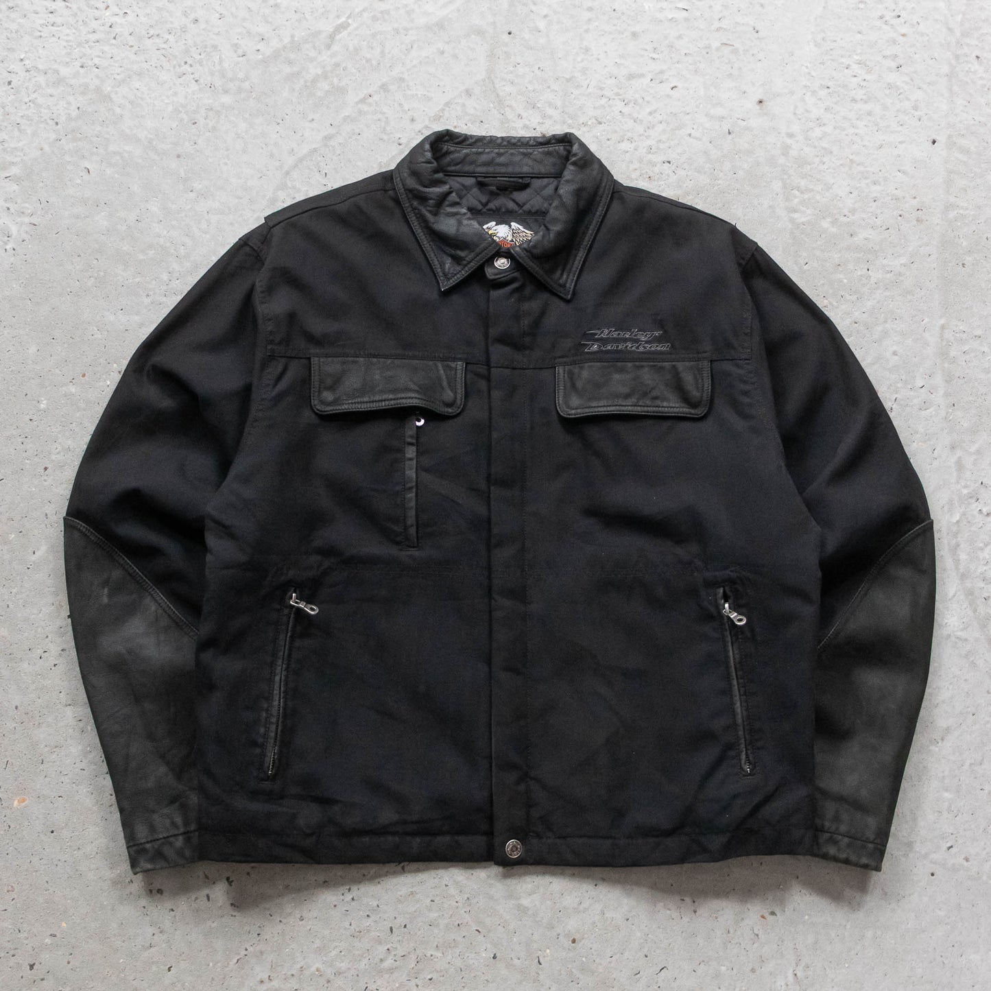 Harley Davidson Quilted Leather Biker Jacket - 2005 (XL)