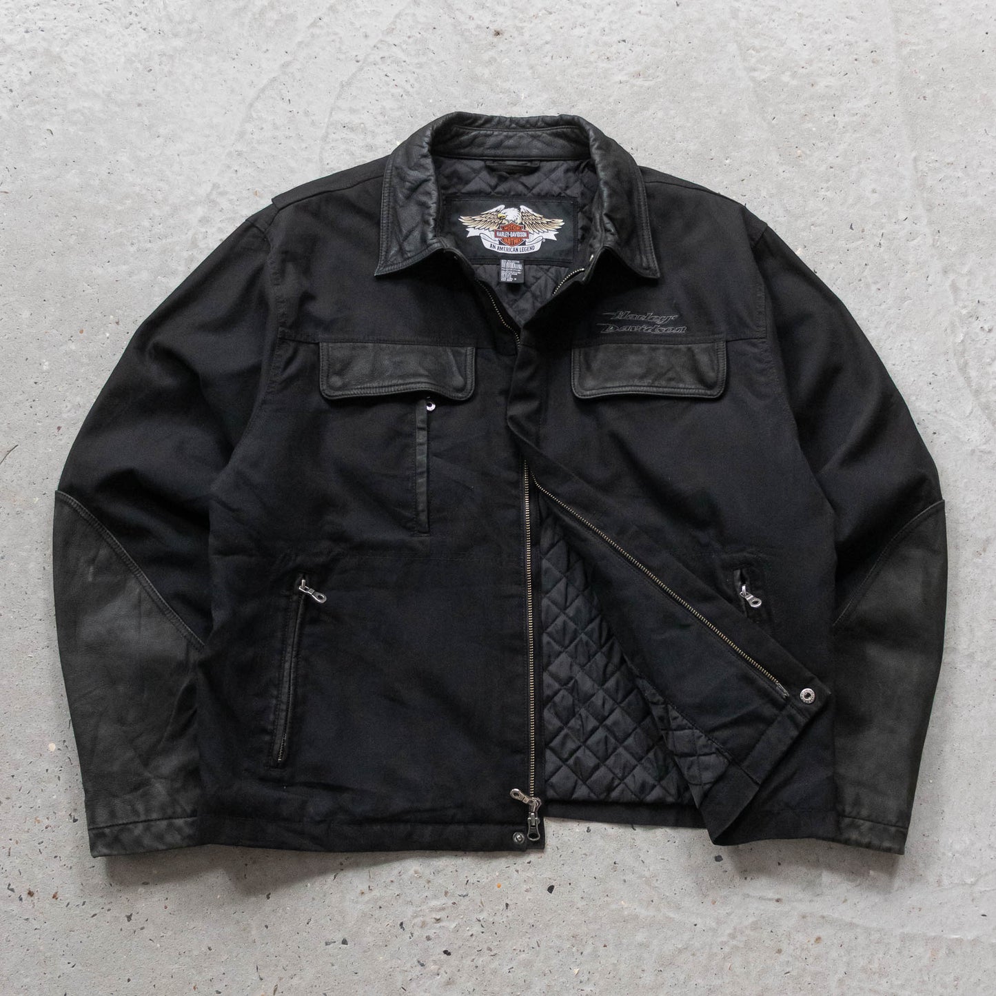 Harley Davidson Quilted Leather Biker Jacket - 2005 (XL)