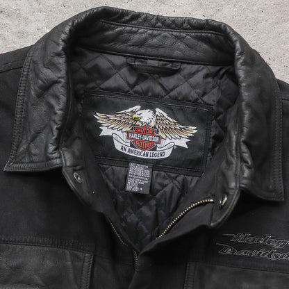 Harley Davidson Quilted Leather Biker Jacket - 2005 (XL)