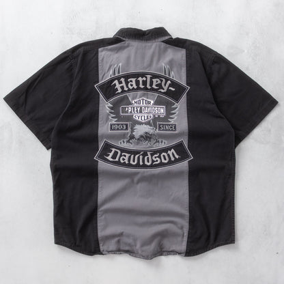 Vintage 2000s Harley Davidson Button Up Mechanic Shirt - XL