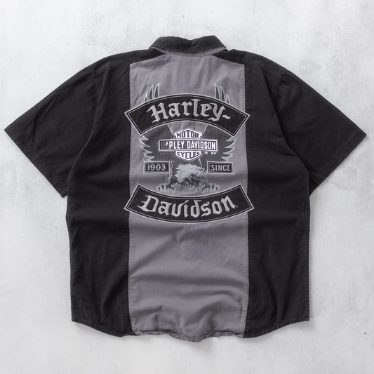 Vintage 2000s Harley Davidson Button Up Mechanic Shirt - XL