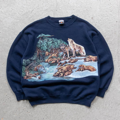 Habitat Wolves Wrap Around Nature Sweatshirt - 90s (XL)