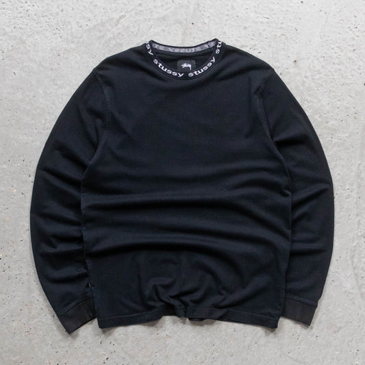 Stussy Jacquard Collar Longsleeve Tee - 2000s (M)