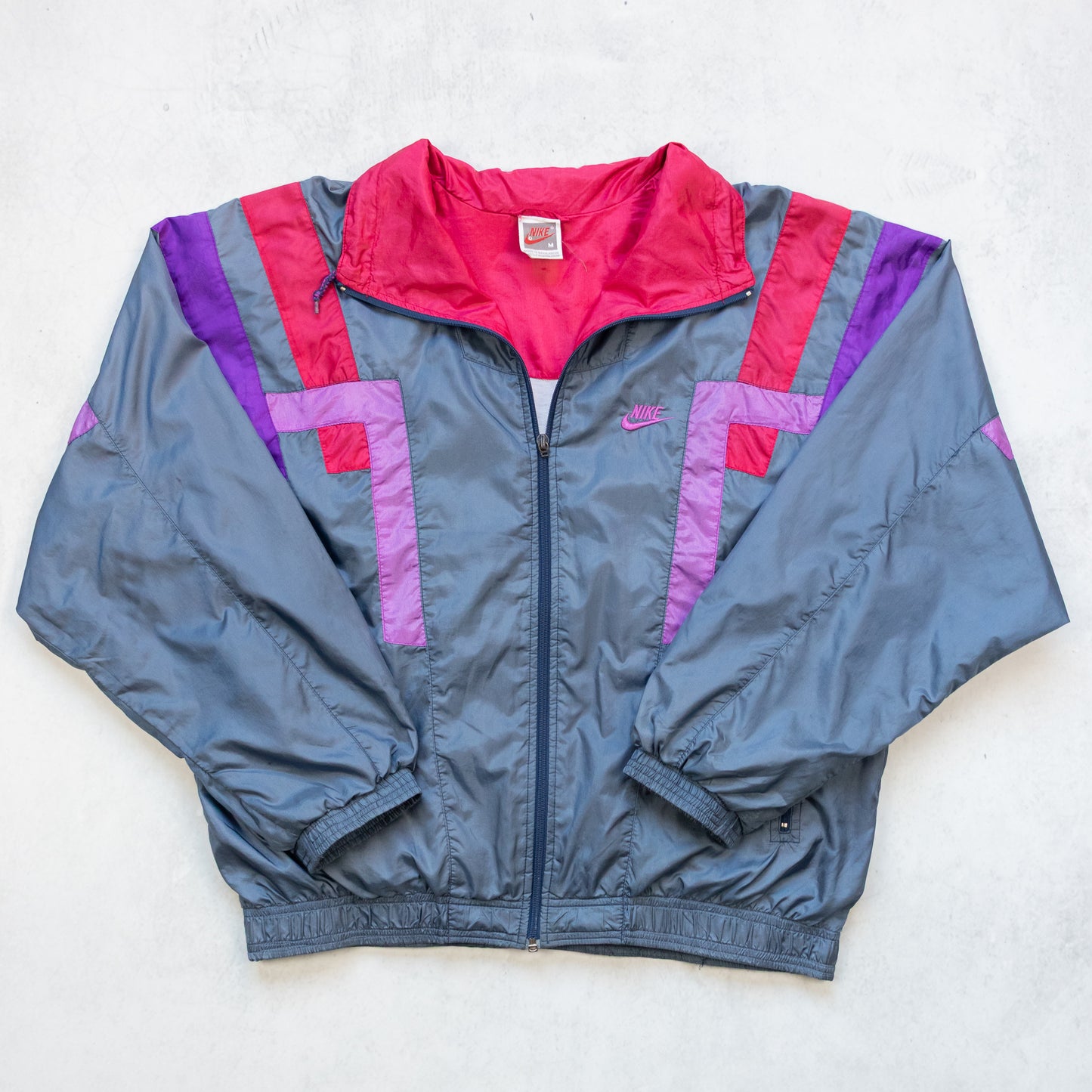 Vintage 80s Nike Colour Block Nylon Track Jacket - M