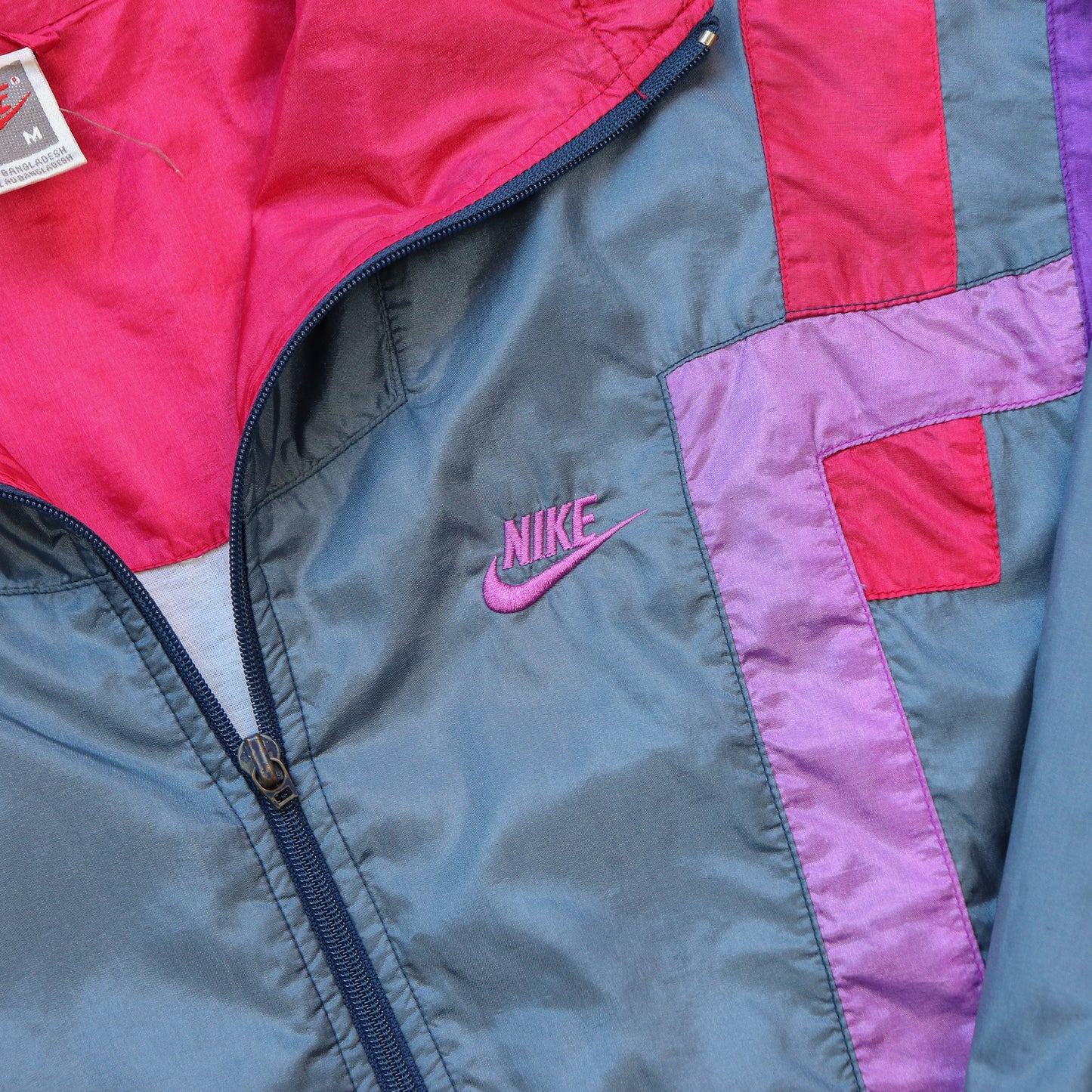 Vintage 80s Nike Colour Block Nylon Track Jacket - M