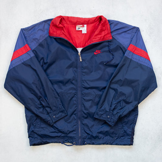 Vintage 90s Nike Big Swoosh Nylon Track Jacket - XL