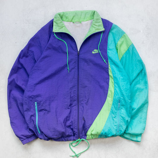 Vintage 90s Nike Colour Block Nylon Track Jacket - L