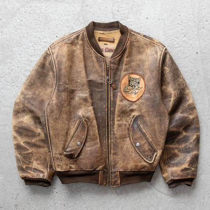 Charles Chevignon 61st Fighter Squadron Leather Flight Jacket - 80s (XL)