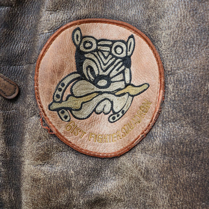 Charles Chevignon 61st Fighter Squadron Leather Flight Jacket - 80s (XL)