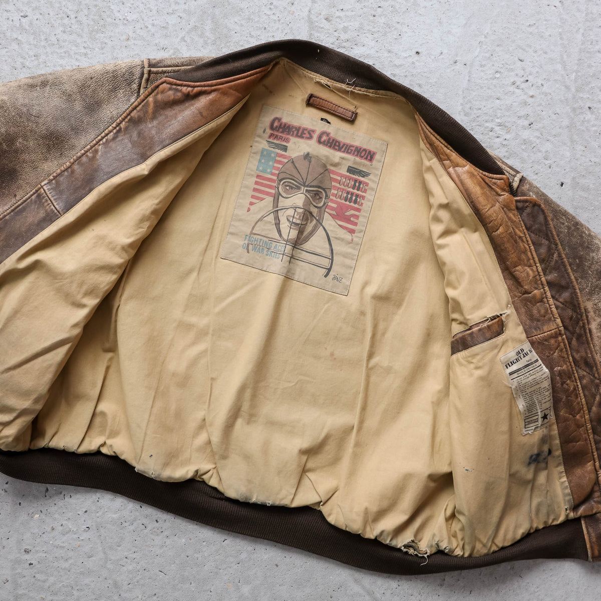 Charles Chevignon 61st Fighter Squadron Leather Flight Jacket - 80s (XL)