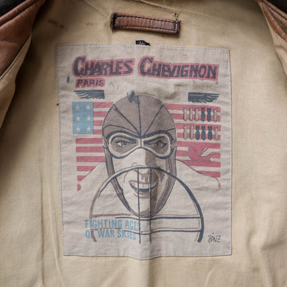 Charles Chevignon 61st Fighter Squadron Leather Flight Jacket - 80s (XL)