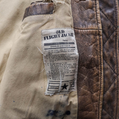 Charles Chevignon 61st Fighter Squadron Leather Flight Jacket - 80s (XL)