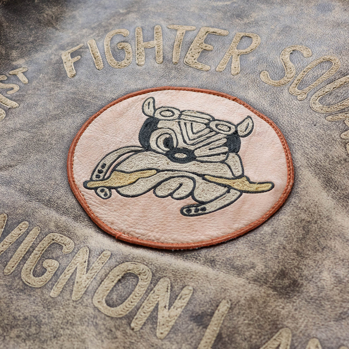 Charles Chevignon 61st Fighter Squadron Leather Flight Jacket - 80s (XL)