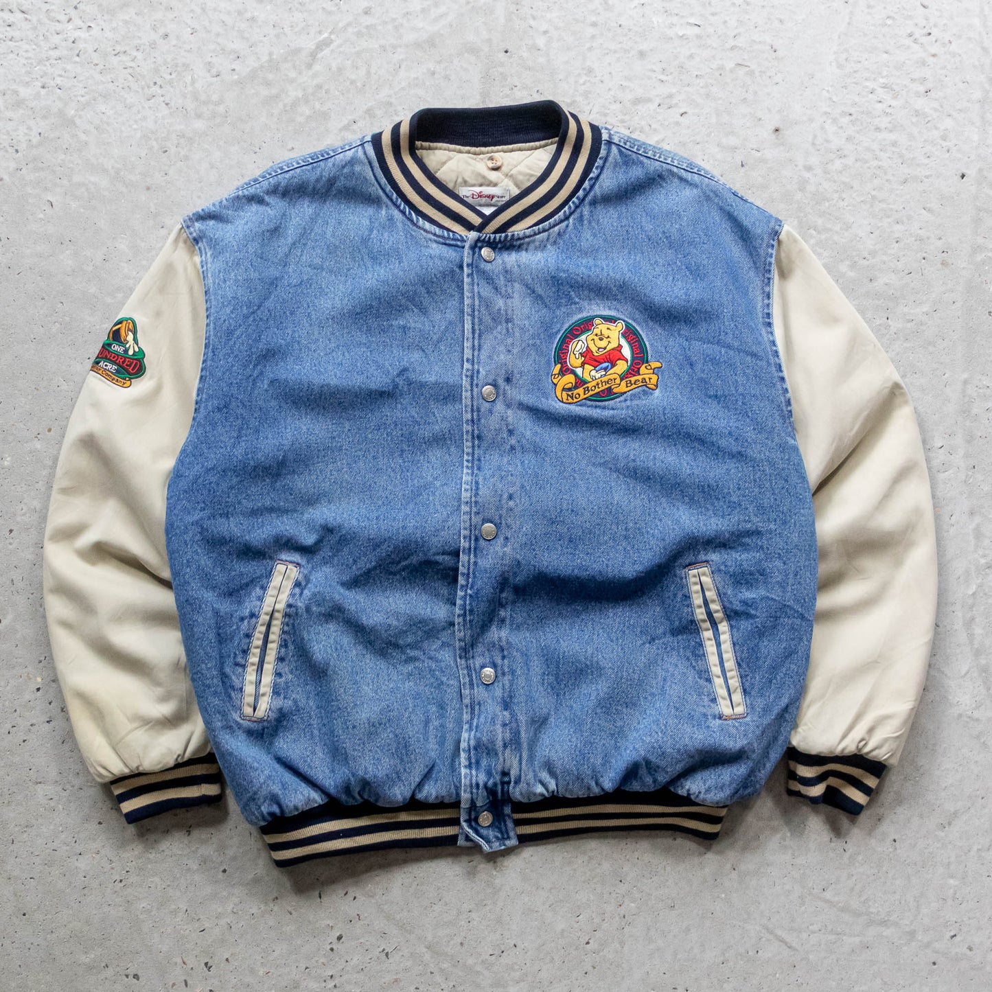 Winnie The Pooh Disney Denim Varsity Bomber Jacket - 90s (S)