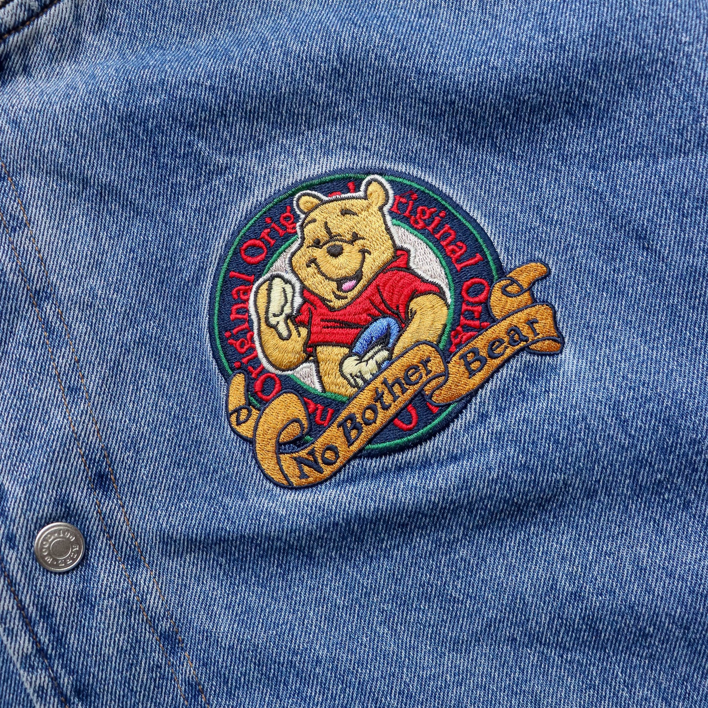 Winnie The Pooh Disney Denim Varsity Bomber Jacket - 90s (S)