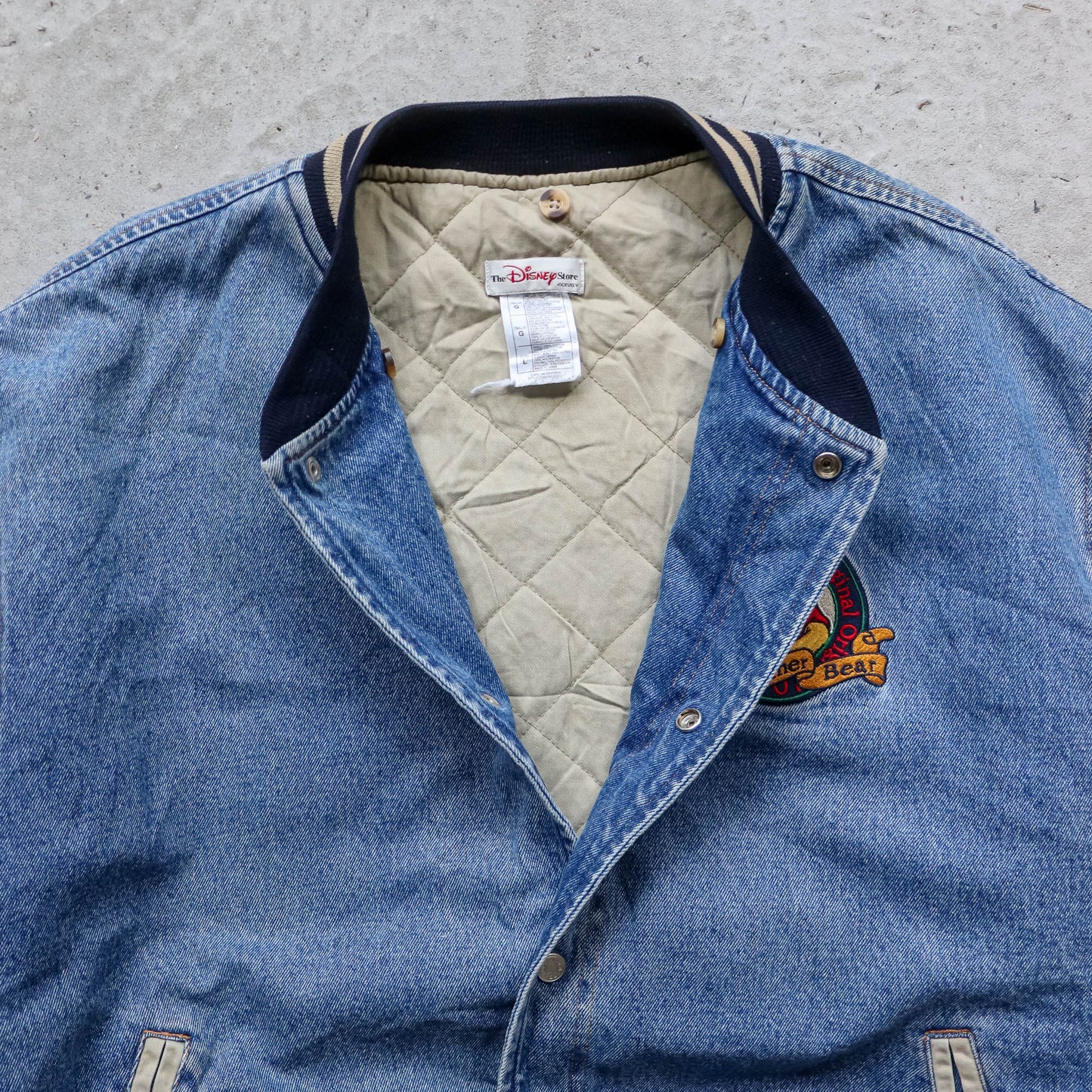 Winnie The Pooh Disney Denim Varsity Bomber Jacket - 90s (S)