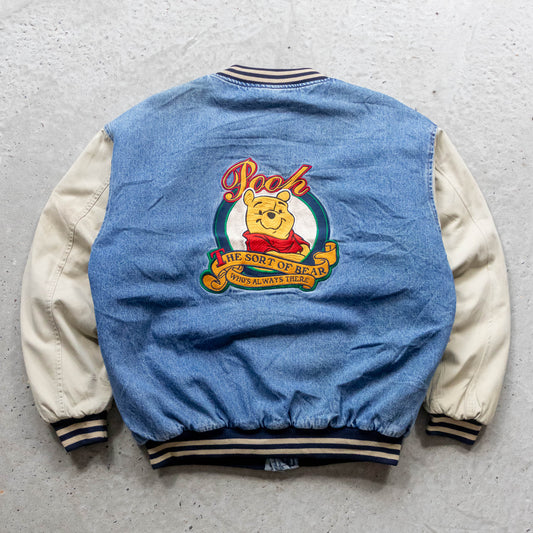 Winnie The Pooh Disney Denim Varsity Bomber Jacket - 90s (S)