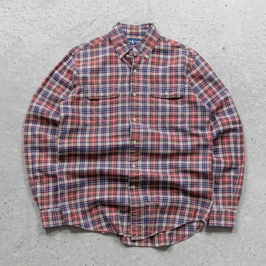 Polo Ralph Lauren Leather Patch Button Up Shirt - 90s (S)