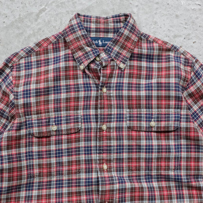 Polo Ralph Lauren Leather Patch Button Up Shirt - 90s (S)