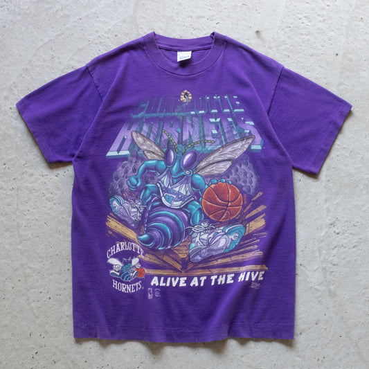 Vintage 90s Charlotte Hornets Alive At The Hive NBA Tee - M