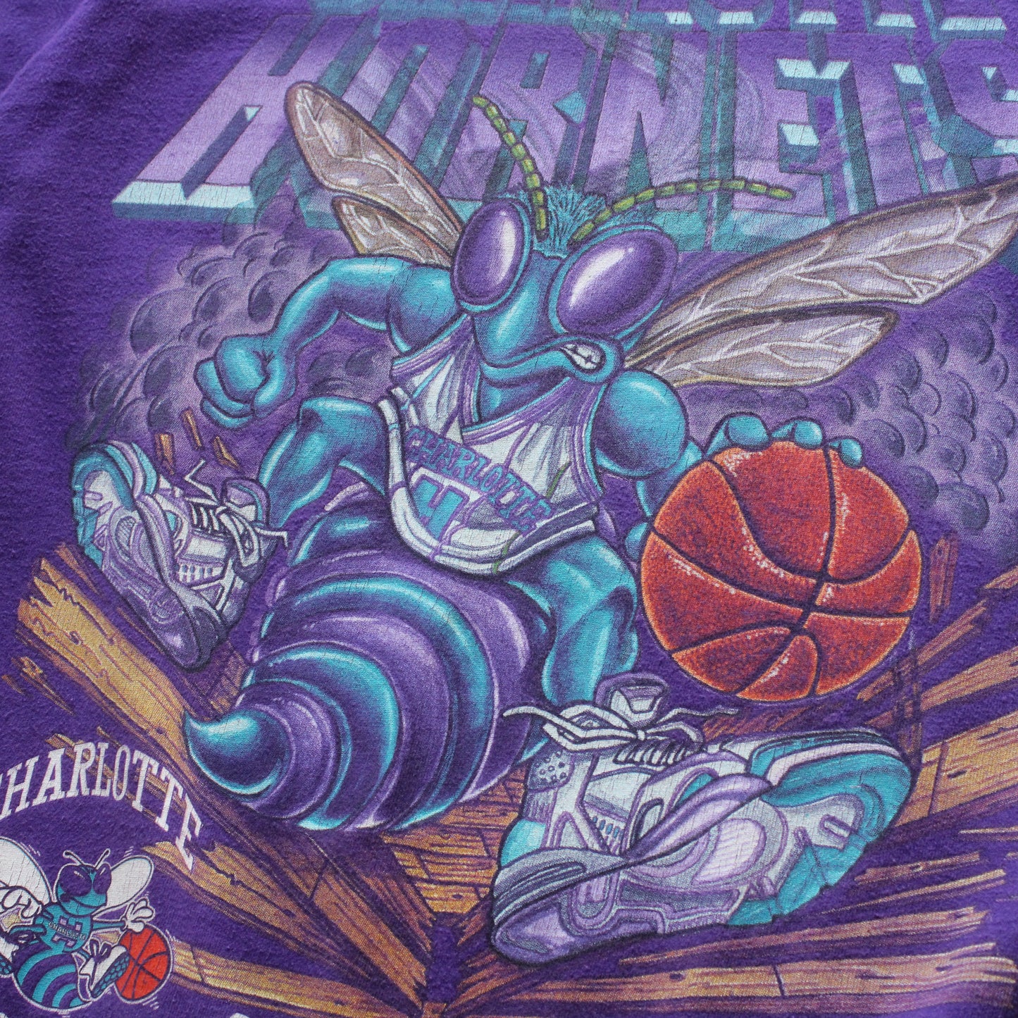 Vintage 90s Charlotte Hornets Alive At The Hive NBA Tee - M