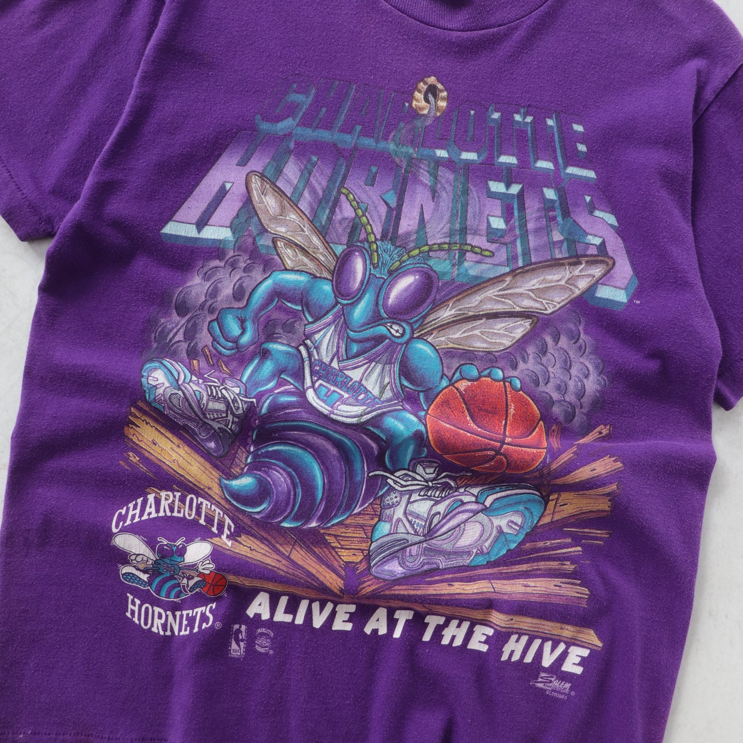 Vintage 90s Charlotte Hornets Salem NBA Tee - M