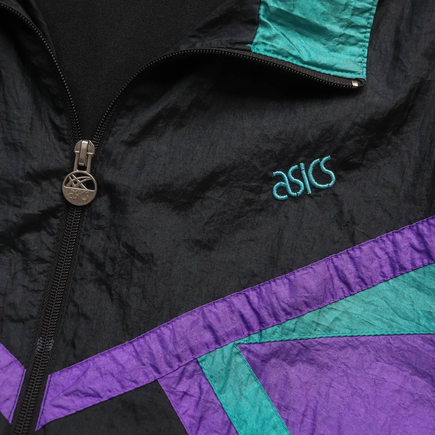 ASICS Colourblock Windbreaker Jacket - 80s (L)