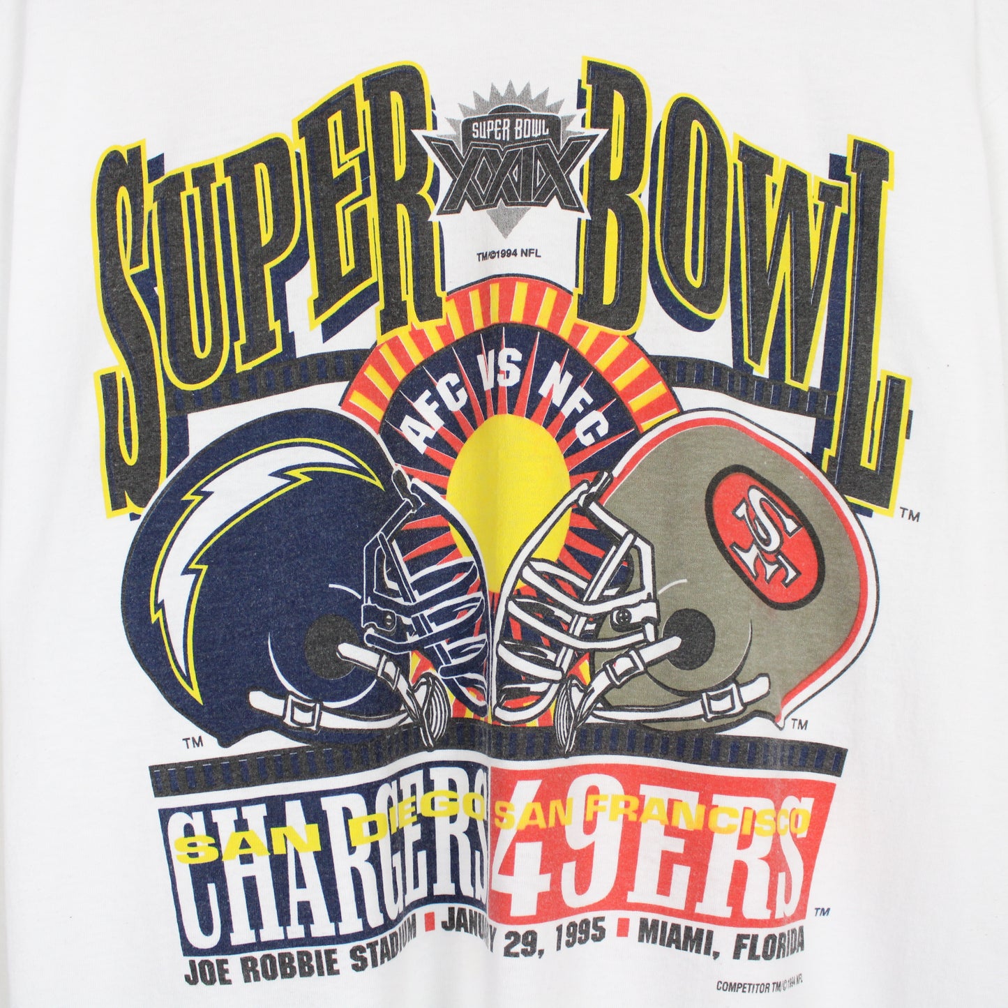 Vintage 1995 Chargers vs 49ers Super Bowl NFL Tee - XL