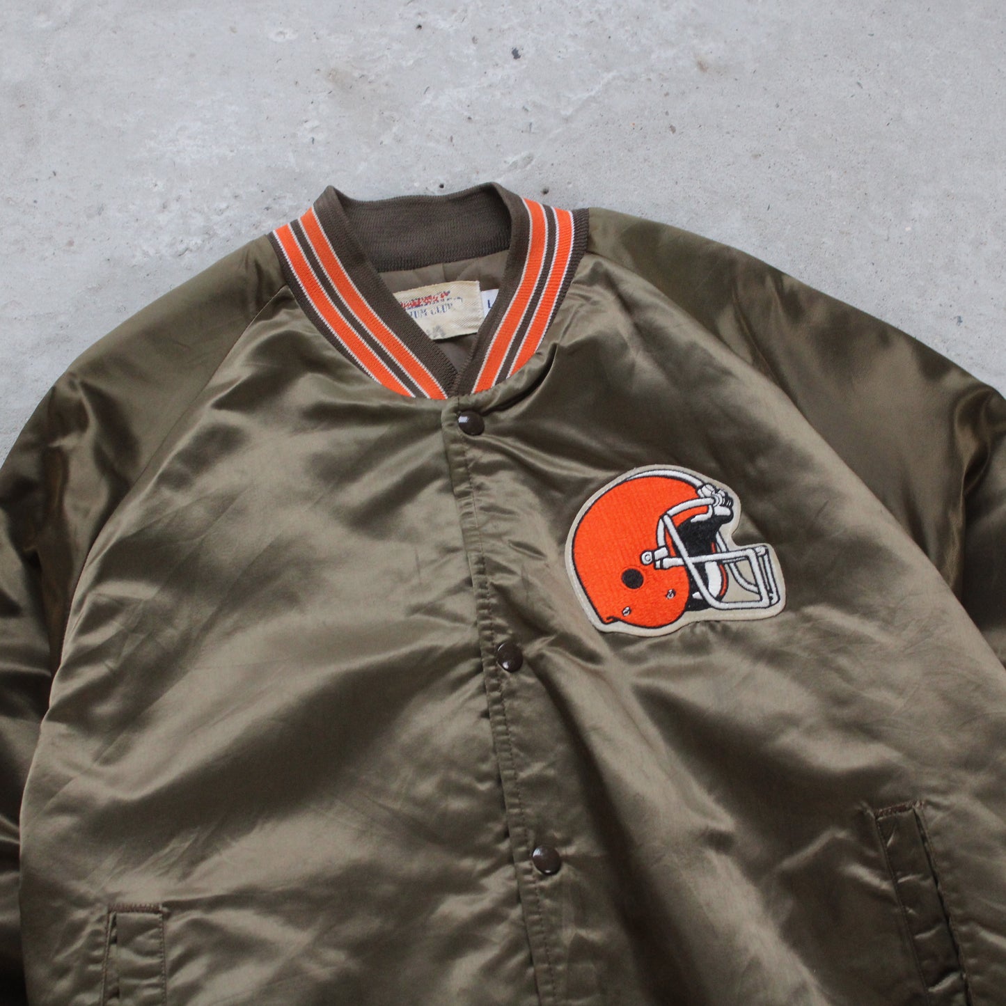 Vintage 80s Cleveland Browns Satin NFL Bomber Jacket - L